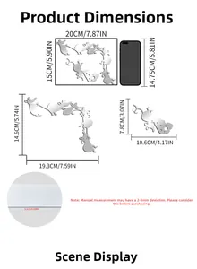 Size guide for silver mirror acrylic mouse wall decals with precise measurements