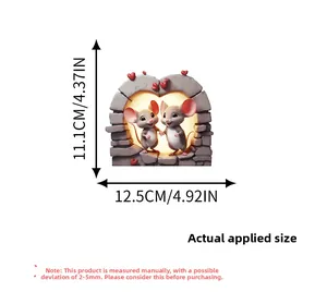 Detail view of 3D cartoon mouse wall sticker with dimensions 12.5cm by 11.1cm