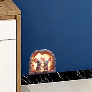 3D cartoon mice wall sticker for corners featuring two cute mice in a stone archway