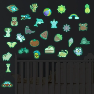 Adesivi Murali Fluorescenti Animali Cartoni Animati Spazio Razzo Decalcomanie in PVC Per Cameretta Bambini Camera Da Letto Decorazione