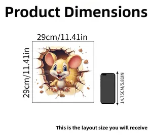 Dimensions du sticker mural 3D souris dessin animé mesurant 29cm pour la décoration