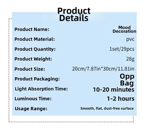 Specifiche dei decori murali in PVC luminosi con 10-20 min di assorbimento della luce