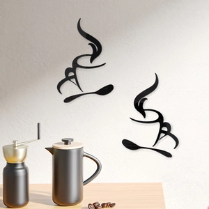 Minimalist black acrylic coffee cup wall stickers set for kitchen and cafe wall decor