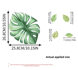 Tableau des tailles détaillé pour stickers muraux monstera avec dimensions des feuilles