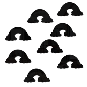 Set of 8 black acrylic rainbow cloud wall mirrors for modern home interior decoration