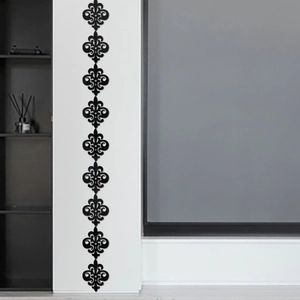 Modern black acrylic fleur-de-lis wall decals with 3D texture for home mirror decoration