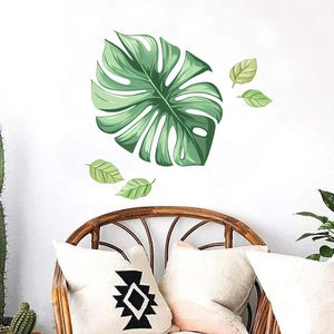 Autocollants muraux feuilles de monstera tropicaux pour décoration de salon moderne