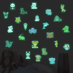 Luminous glow-in-the-dark cartoon animal wall stickers for children's bedroom decor