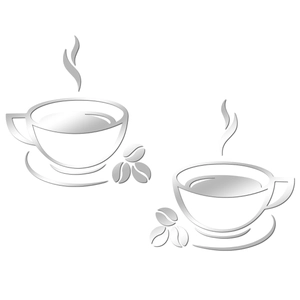 DIY acrylic mirror wall stickers featuring coffee cup designs for kitchen and cafe decor