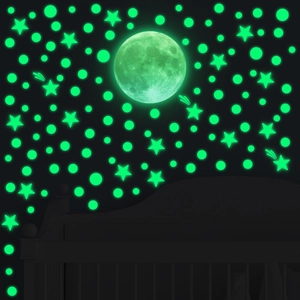 Glow In The Dark Wall Stickers Moon Stars Dots Luminous Ceiling Decals For Kids Room Nursery Bedroom DIY Home Decor