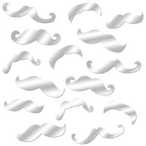 Set di 12 adesivi murali a specchio in acrilico argento a forma di baffi per decorazione