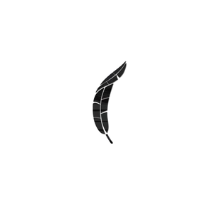 Detail view of black feather mirror wall sticker showing textured surface and elegant curve
