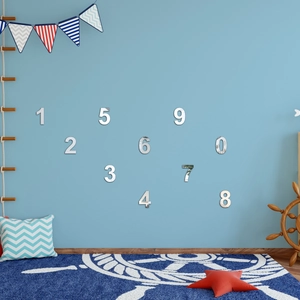 Acrylic mirror wall stickers with reflective silver numbers 0-9 for home DIY decoration
