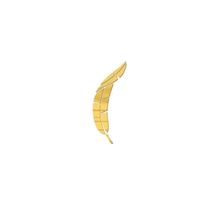 Detailed view of feather wall stickers with yellow wood grain texture and geometric design