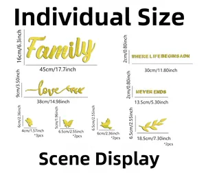 Tableau des tailles détaillé pour les stickers muraux miroir acrylique papillon Family