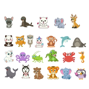 DIY cartoon animal wall stickers for kids bedroom featuring 24 cute colorful animal decals