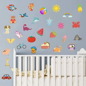 Adesivi murali luminosi con animali e razzi per decorazione della camera dei bambini