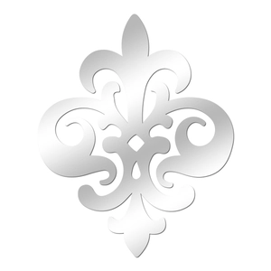 Symmetric silver fleur-de-lis acrylic mirror wall sticker for bedroom home decoration