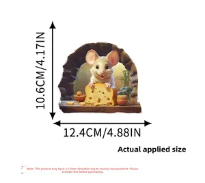 Macro view of cartoon mouse wall sticker dimensions showing 10.6cm height and 12.4cm width