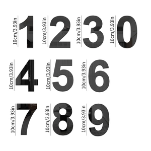 Black acrylic mirror number wall stickers 0-9 set for home DIY decoration 10cm height