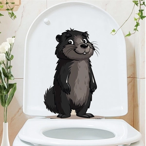 Adesivo per Coperchio del Gabinetto a Forma di Lontra Marina Marmotta in PVC Impermeabile per Decorazione Bagno Casa