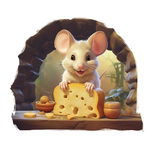 3D cartoon mouse holding cheese wall sticker decal for room corner and kitchen decoration