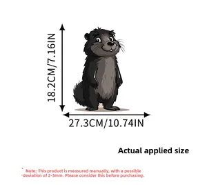 Dettagli delle dimensioni effettive di 18,2 cm x 27,3 cm per l'adesivo da parete lontra