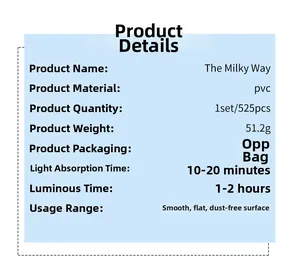 Detail specifications of 525pcs PVC glowing Milky Way planet star wall stickers