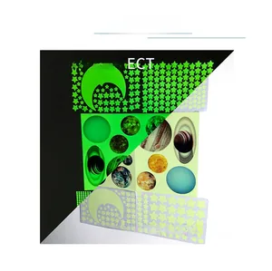 Luminous solar system wall stickers showing daytime and night glowing effects