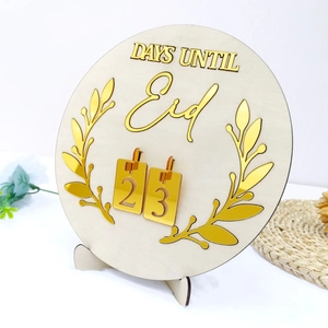 Calendario conto alla rovescia per Eid in legno con specchio acrilico oro e numeri mobili