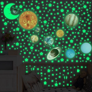 Luminous glow in the dark universe planet wall stickers for kids bedroom ceiling decoration
