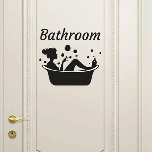 Waterproof PVC Bathroom Wall Sticker Female Bathing Silhouette Decal For Glass Door Or Wall Surface Home Decoration