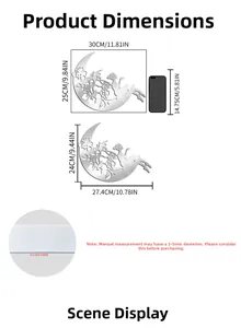 Size specifications for acrylic moon fairy mirror wall stickers with detailed dimensions