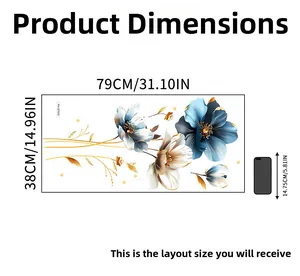 Size chart for 3D floral embossed wall stickers with 38x79cm layout dimensions