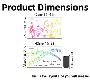 Spécifications de taille pour stickers muraux notes de musique de 43x26cm