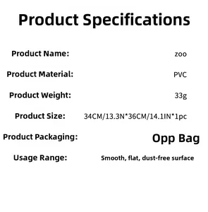 Spécifications du produit pour l'autocollant mural PVC Zoo animal taille 34cm x 36cm
