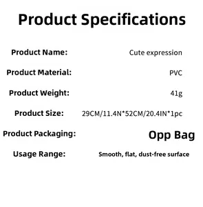 Specifications for Cute Expression PVC wall sticker sized 29x52cm for smooth surfaces