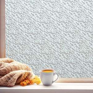 Frosted texture window film with matte finish on wooden frame for home privacy
