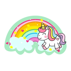 Luminous rainbow unicorn wall stickers with stars and hearts for kids bedroom decor