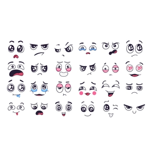 24 assorted smiley face wall stickers for home decor with various cute cartoon expressions