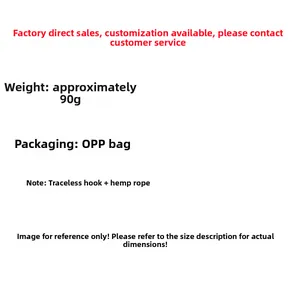 Detail view of wood sign specifications including weight, OPP bag, hook and jute rope