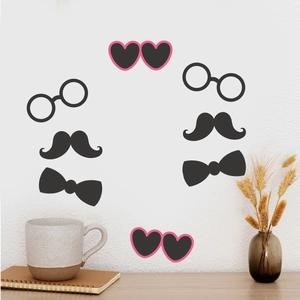 Pegatinas de pared creativas de gafas y lazos para dormitorio y decoración de nevera
