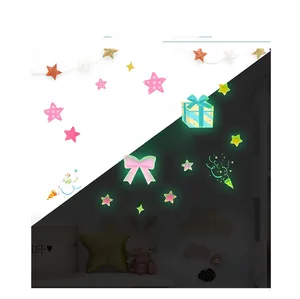 Luminous Happy Birthday wall stickers showing day and night glowing effect comparison