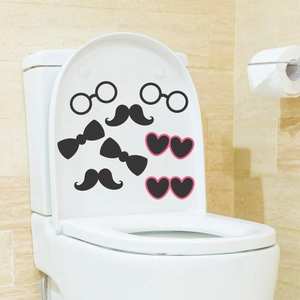 Pegatinas decorativas de lazos y gafas para el inodoro y paredes del baño moderno