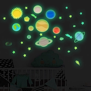 Solar System Glow In The Dark Wall Stickers Luminous Planets Stars Decals For Children's Room Bedroom PVC Wall Decor Gift