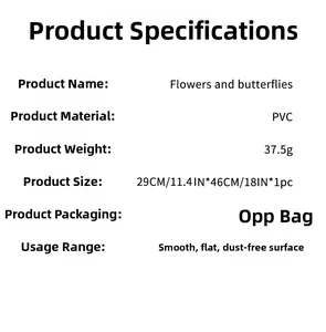 Spécifications du sticker mural en PVC avec dimensions 29x46cm et détails du poids
