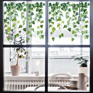 Realistic green ivy wall stickers with heart-shaped leaves for Nordic home window decoration