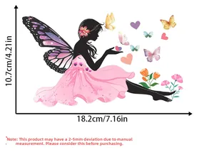 Guide des dimensions détaillées: largeur 18,2 cm et hauteur 10,7 cm pour sticker fée