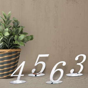 Silver mirror acrylic table numbers 3, 4, 5, 6 with round stands for wedding decor