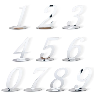 Modern Silver Mirror Acrylic Table Numbers For Wedding Banquet Party Standing Desktop Number Signs Ornament Home Decoration